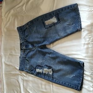 RAGS MENS DISTRESSED JEAN BERMUDA SHORTS SIZE 30"